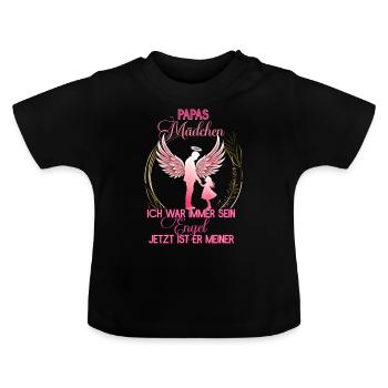 Papas Mädchen - Gedenken Engel Erinnerung Geschenk - Baby Bio-T-Shirt mit Rundhals - Schwarz - Vorne
