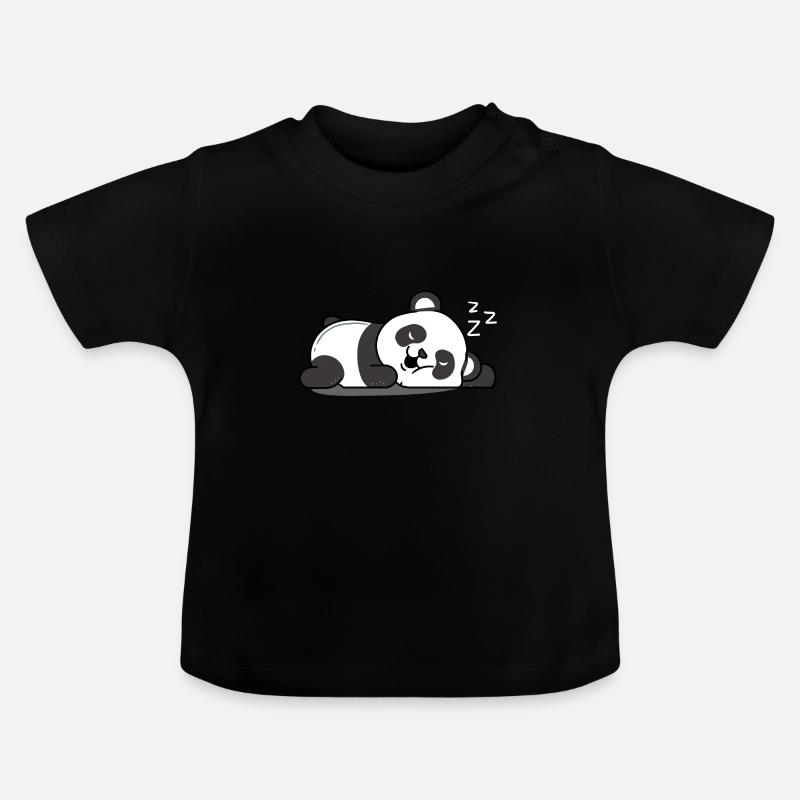 Panda endormi - T-shirt bio col rond Bébé - noir