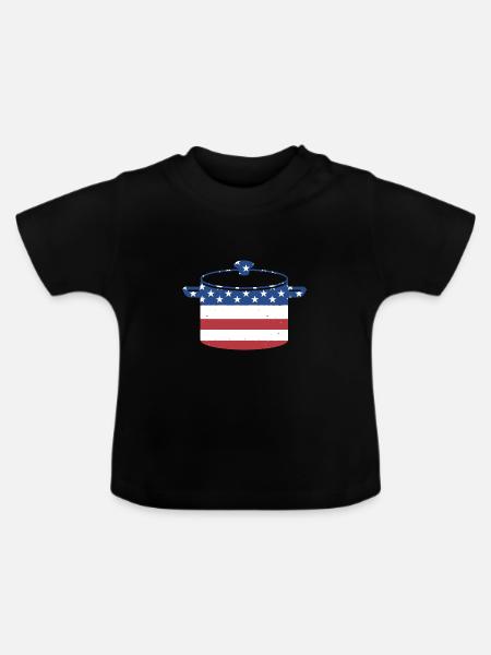 Cook Us Flag Cooking - Baby Bio-T-Shirt mit Rundhals - Schwarz