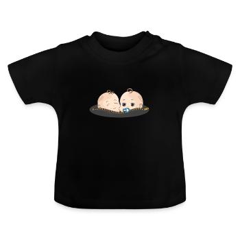 Jumeaux bébé sucettes cadeau ventre de bébé - T-shirt bio col rond Bébé - noir - Devant