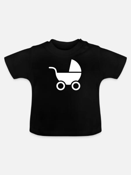 Kinderwagen - Baby Bio-T-Shirt mit Rundhals - Schwarz