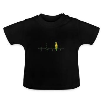 Corn Heartbeat - Baby Organic T-Shirt with Round Neck - black - Front