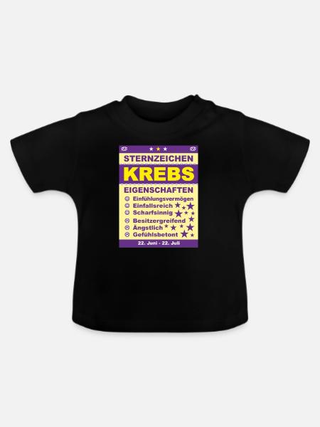 Sternzeichen Krebs - Baby Bio-T-Shirt mit Rundhals - Schwarz