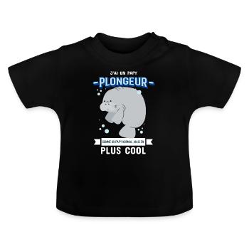 Papy Cool Plongeur - T-shirt bio col rond Bébé - noir - Devant