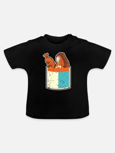 Grillparty Geschenk Fleisch Brusttasche Grillen - Baby Bio-T-Shirt mit Rundhals - Schwarz