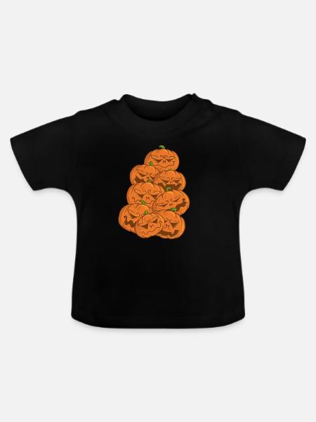 Kürbislaterne - Baby Bio-T-Shirt mit Rundhals - Schwarz