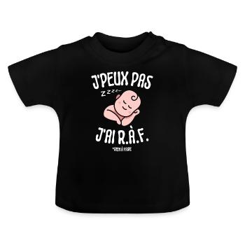 J'peux pas j'ai rien à faire - T-shirt bio col rond Bébé - noir - Devant