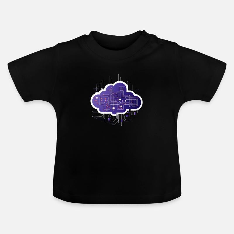 Cloud-Computing-Computerelektronik-Schaltung - Baby Bio-T-Shirt mit Rundhals - Schwarz