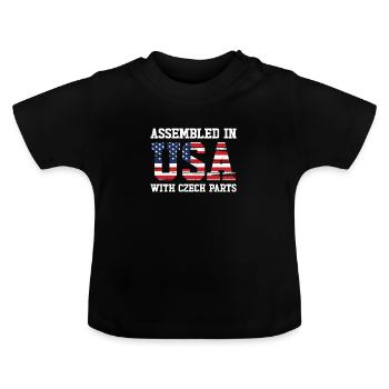 Czech American Patriot USA Grown Czech Republic - Baby Organic T-Shirt with Round Neck - black - Front