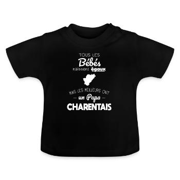 Bébés égaux meilleurs ont un papa Charentais - T-shirt bio col rond Bébé - noir - Devant
