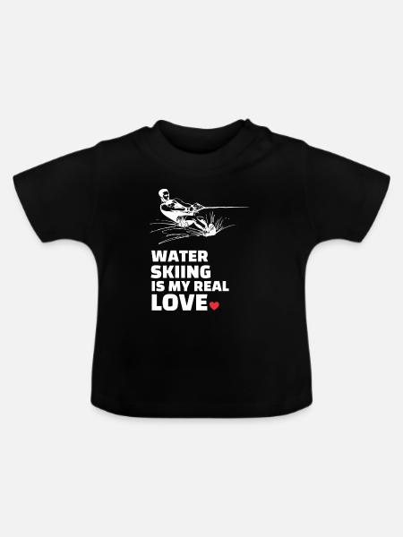 Ich Liebe Wasserski - Baby Bio-T-Shirt mit Rundhals - Schwarz