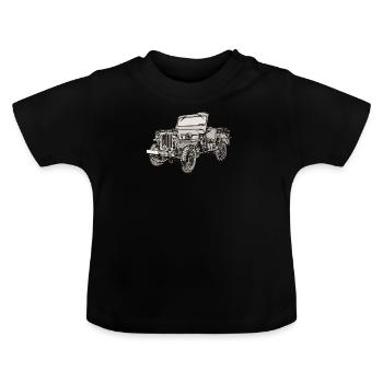 Willys Jeep Zeichnung - Baby Bio-T-Shirt mit Rundhals - Schwarz - Vorne