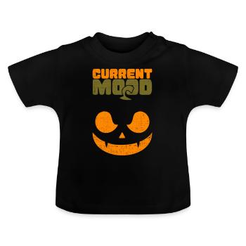 Aktuelles Stimmungs-Kürbis-Halloween-Hemd - Baby Bio-T-Shirt mit Rundhals - Schwarz - Vorne