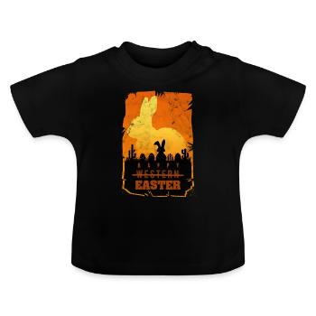 Ostern Western Retro Parodie - Baby Bio-T-Shirt mit Rundhals - Schwarz - Vorne