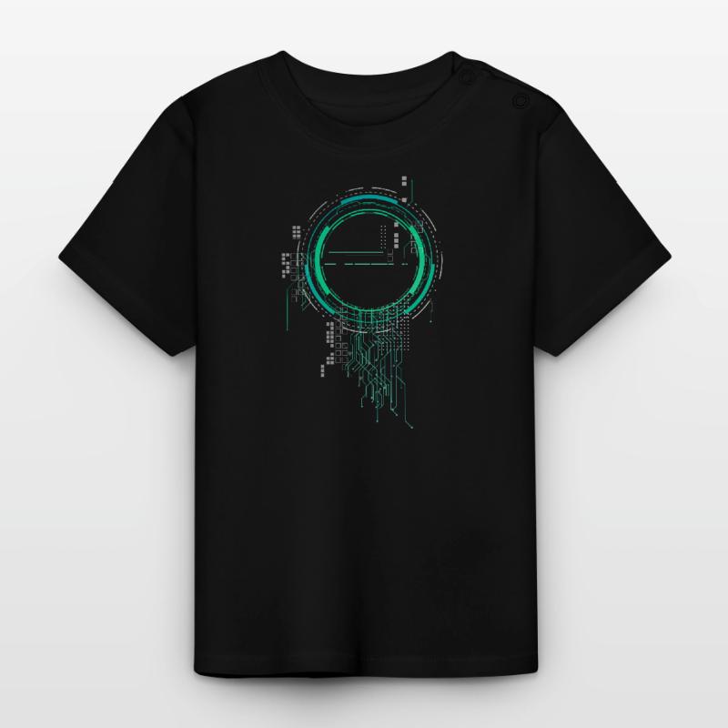 CPU PC PCB Spaceship Code Nerd PC Pixel Coder Baby Organic T-Shirt with Round Neck