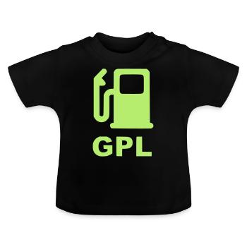 GPL Left Green - Baby Organic T-Shirt with Round Neck - black - Front