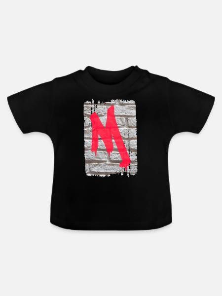 mauer m - Baby Bio-T-Shirt mit Rundhals - Schwarz