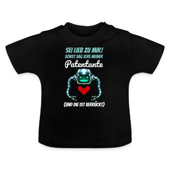 Patentante Patenkind T-Shirt als Geschenkidee - Baby Bio-T-Shirt mit Rundhals - Schwarz - Vorne