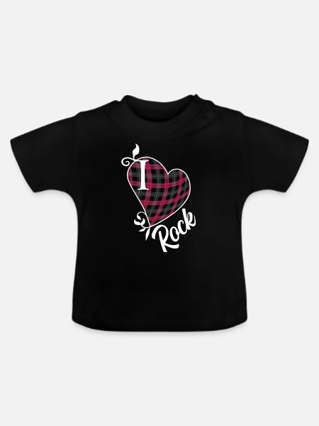 Ich liebe Rock - Baby Bio-T-Shirt mit Rundhals - Schwarz