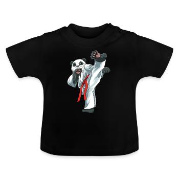 Niedlicher Karate-Panda - Karate Japanische - Baby Bio-T-Shirt mit Rundhals - Schwarz - Vorne