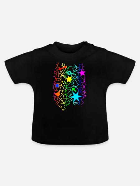 bunte grafische Objekte - Baby Bio-T-Shirt mit Rundhals - Schwarz