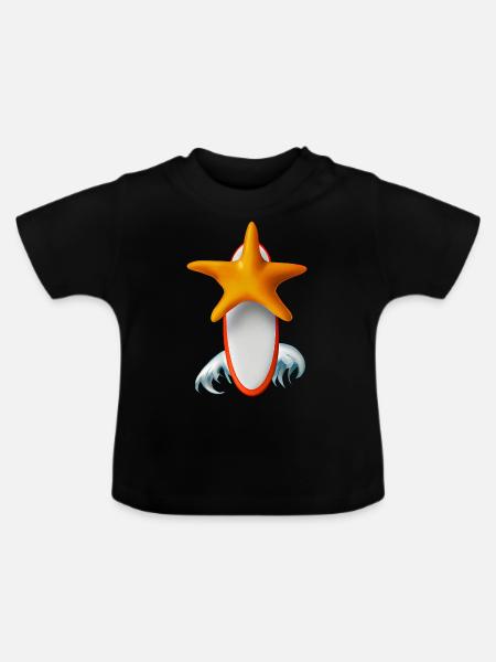 Seesterne Surfbrett - Baby Bio-T-Shirt mit Rundhals - Schwarz
