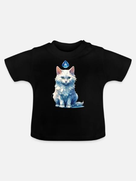 Geburtsstein-Katze März - Baby Bio-T-Shirt mit Rundhals - Schwarz