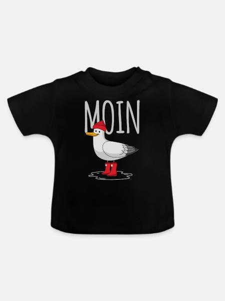 Moin Möwe - Baby Bio-T-Shirt mit Rundhals - Schwarz