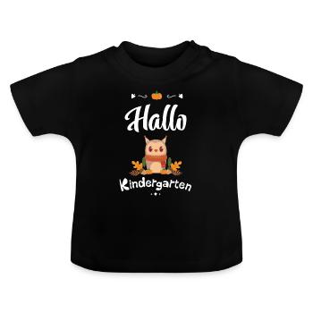 süßes Eulen Design mit Herbstmotiven - Baby Bio-T-Shirt mit Rundhals - Schwarz - Vorne