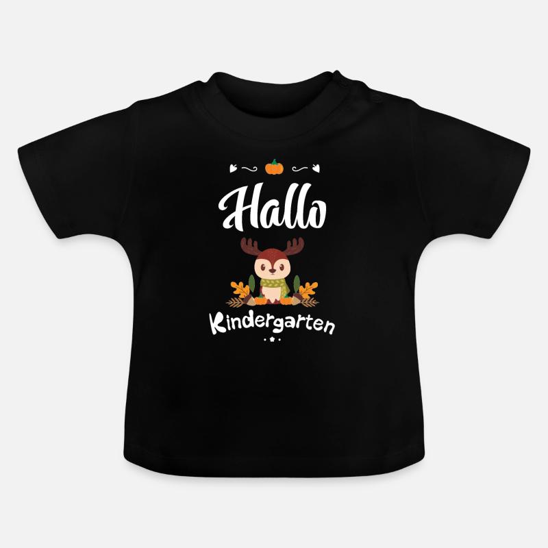 süßes Elch Design mit Herbstmotiven - Baby Bio-T-Shirt mit Rundhals - Schwarz