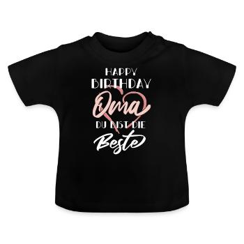 Happy Birthday Oma, Alles gute zum Geburtstag - Baby Bio-T-Shirt mit Rundhals - Schwarz - Vorne