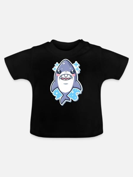 Hai-Liebhaber - Baby Bio-T-Shirt mit Rundhals - Schwarz