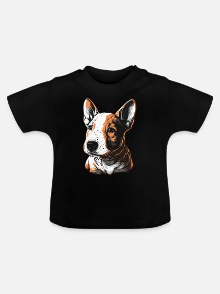 Bullterrier Welpe - Baby Bio-T-Shirt mit Rundhals - Schwarz