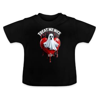 Treat me right, otherwise...! - Baby Organic T-Shirt with Round Neck - black - Front