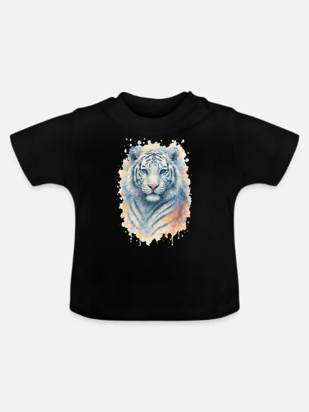 tiger aquarell tier - Baby Bio-T-Shirt mit Rundhals - Schwarz