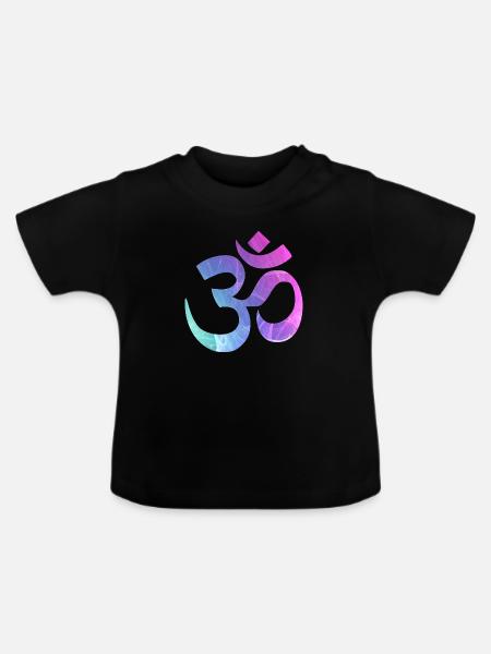 yoga om 4 - Baby Bio-T-Shirt mit Rundhals - Schwarz