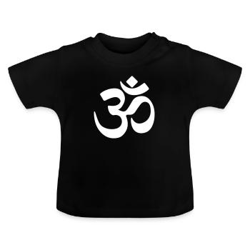 om chakra mandala yoga amour énergie symbole blanc - T-shirt bio col rond Bébé - noir - Devant