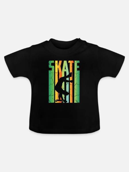 Skateboard Fahrer - Baby Bio-T-Shirt mit Rundhals - Schwarz