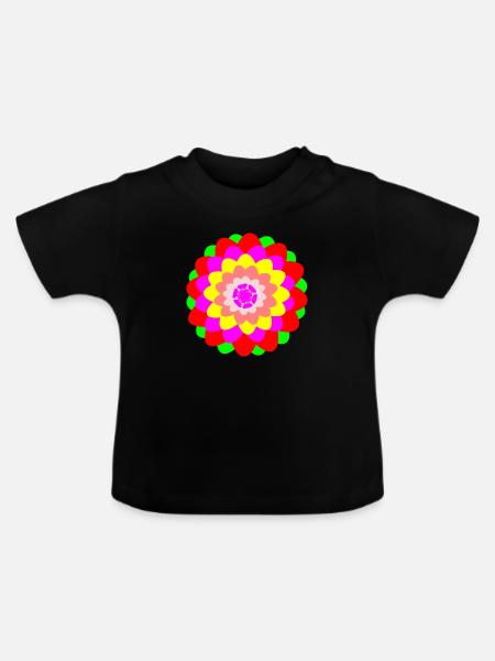Flower - Baby Bio-T-Shirt mit Rundhals - Schwarz
