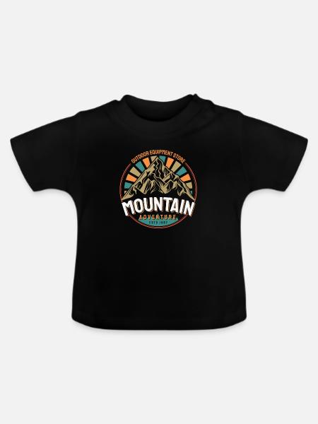 RETRO Berg Amo - Baby Bio-T-Shirt mit Rundhals - Schwarz