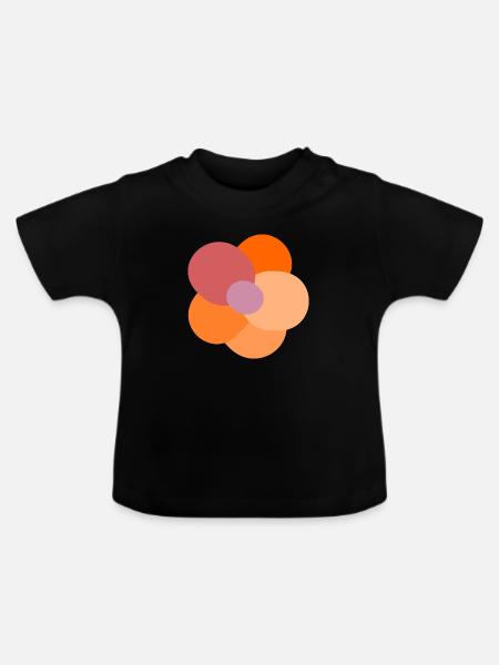 Bunte Blume - Baby Bio-T-Shirt mit Rundhals - Schwarz