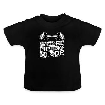 weight lifting mode on - Baby Organic T-Shirt with Round Neck - black - Front
