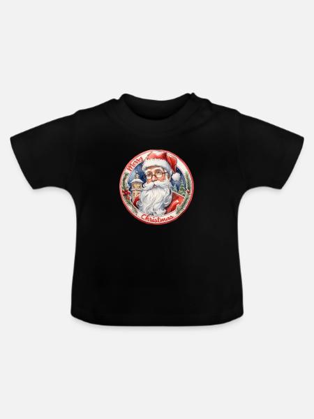 Weihnachtsmann - Aquarell-Effekt - Baby Bio-T-Shirt mit Rundhals - Schwarz