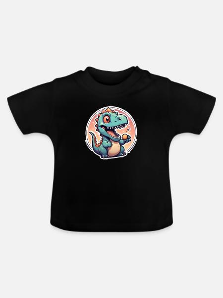 Karikatur-Dinosaurier - Baby Bio-T-Shirt mit Rundhals - Schwarz