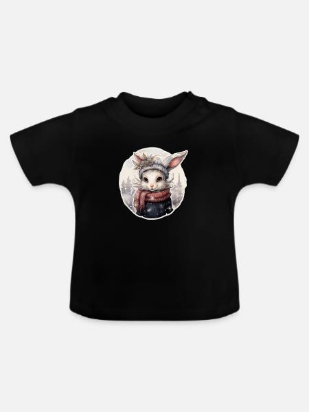 Schneehäschen - Baby Bio-T-Shirt mit Rundhals - Schwarz