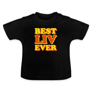 Liv Vorname Lustiges Geschenk - Baby Bio-T-Shirt mit Rundhals - Schwarz - Vorne