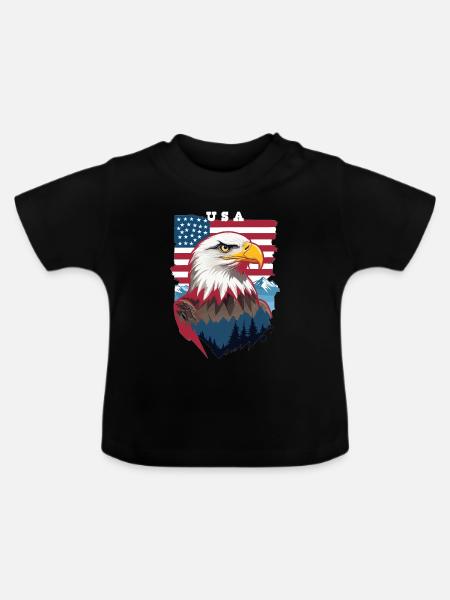 Weißkopfseeadler - Baby Bio-T-Shirt mit Rundhals - Schwarz