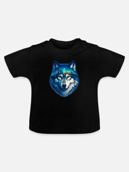 Wolf - Baby Bio-T-Shirt mit Rundhals - Schwarz