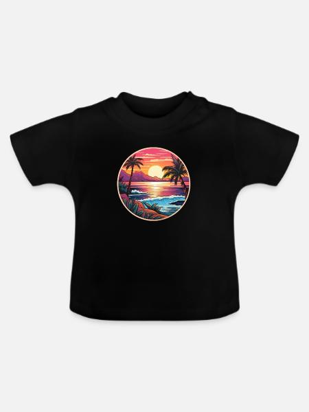 Tropisches Paradies - Baby Bio-T-Shirt mit Rundhals - Schwarz