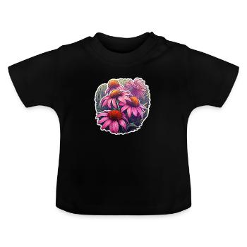 Plante d’échinacée 5 fleurs - T-shirt bio col rond Bébé - noir - Devant